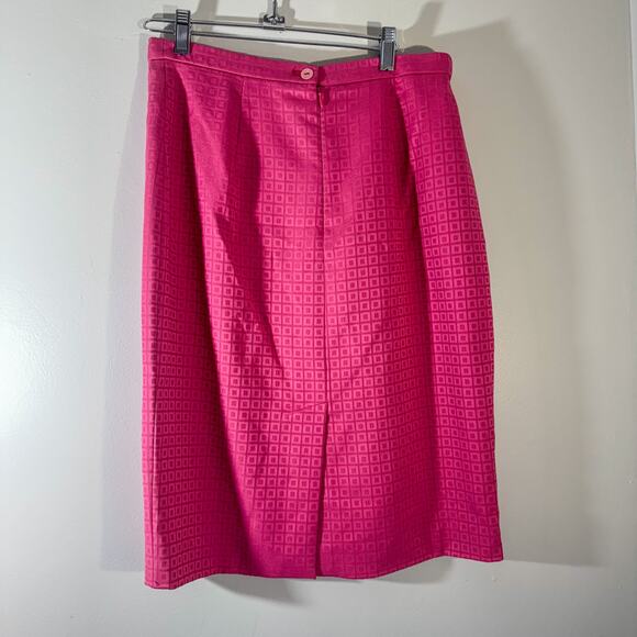 Italian Hot Pink Jacquard Skirt Suit Power Blazer & Pencil Skirt Barbiecore - Picture 12 of 13
